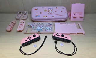 Set Joycon Rosa piu accessori per Nintendo switch 