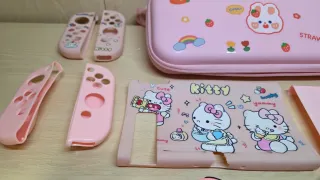 Set Joycon Rosa piu accessori per Nintendo switch 