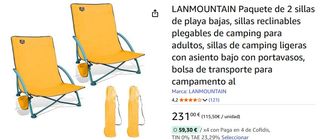 2 Sillas Playa Plegables LANMOUNTAIN Naranjas