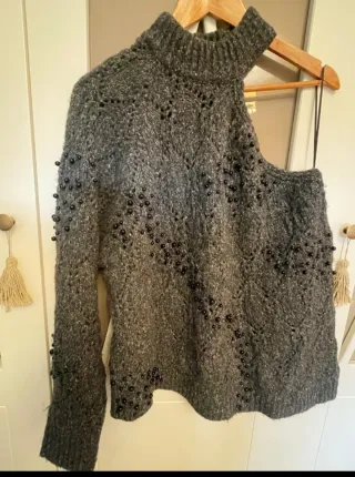 Jersey Zara Gris Perla Talla M