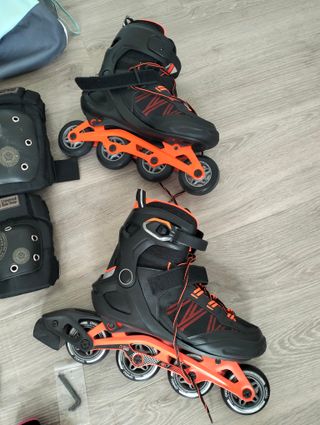 Patines en línea adultos + protectores + bolsa
