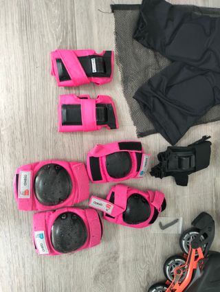 Patines en línea adultos + protectores + bolsa