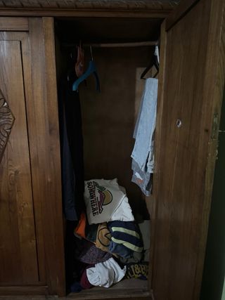 Armario de madera maciza con puertas talladas