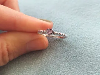 Anillo Corazón Rosa Plata 925
