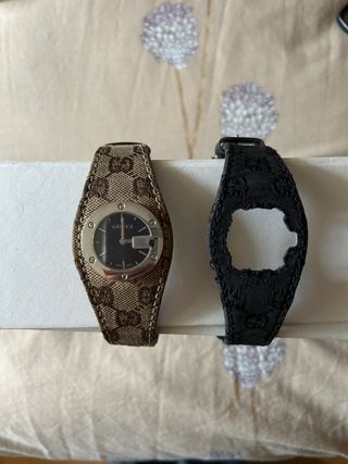 Orologio in tessuto beige Gucci Vintage GG