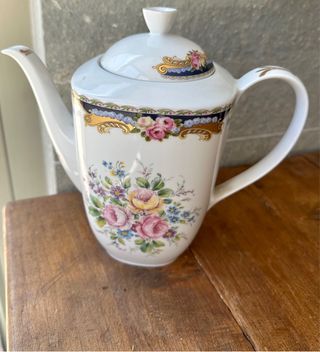 Tetera Limoges porcelana francesa floral