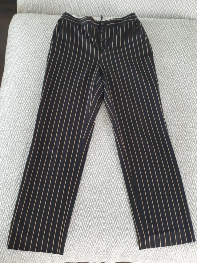 Pantalón rayas Massimo Dutti negro y beige