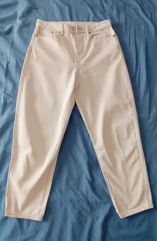 Pantalón MoM H&M Talla L/40 Beige Mujer