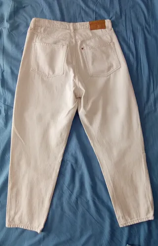 Pantalón MoM H&M Talla L/40 Beige Mujer