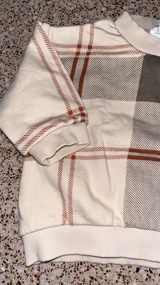 Sudadera cuadros beige y marrón