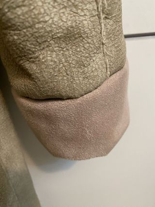 Abrigo largo piel y lana beige