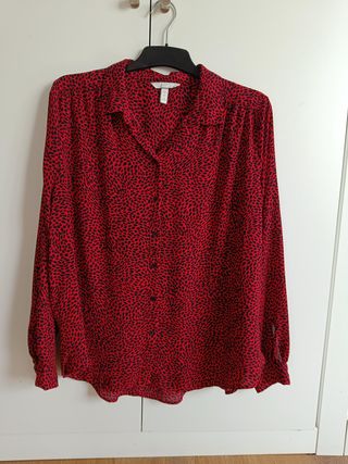 Camisa H&M Estampada Roja Talla L