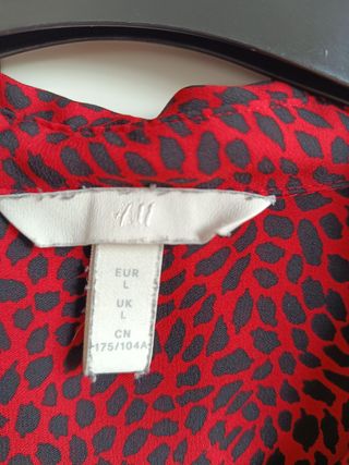Camisa H&M Estampada Roja Talla L