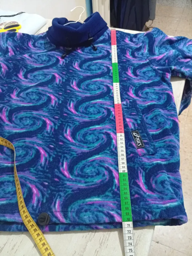 Felpa in pile stampata Asics Vintage Blu marino M