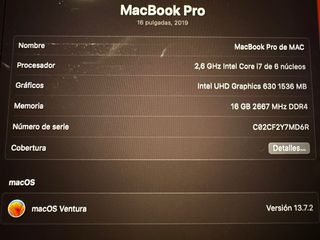 MacBook Pro 16 i7 2019 Gris Espacial