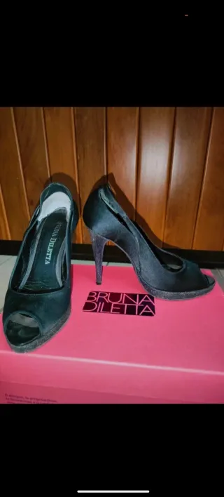 Décolleté Bruna Diletta tacco glitter nero