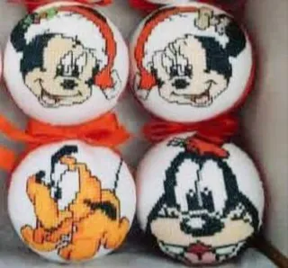 Set 4 Palline Natale Disney Stoffa