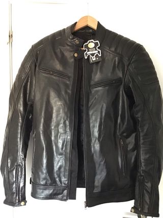 Chaqueta de moto, de cuero negra