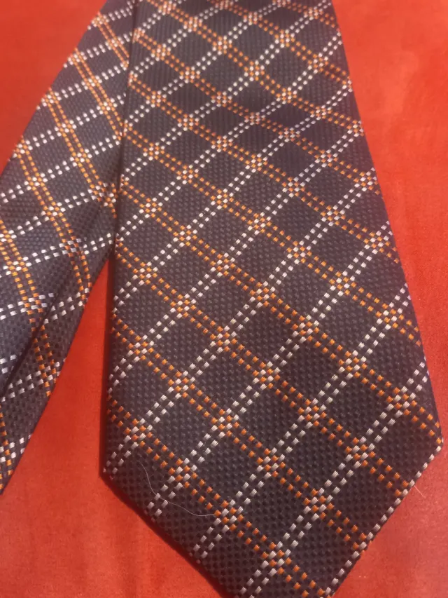 Cravatta Seta Elegante Grigio Arancio