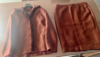 Conjunto falda Torio Talla 52 Tweed Marrón Rojizo