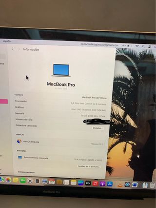 MacBook Pro 2018 15,4” 512GB Plata