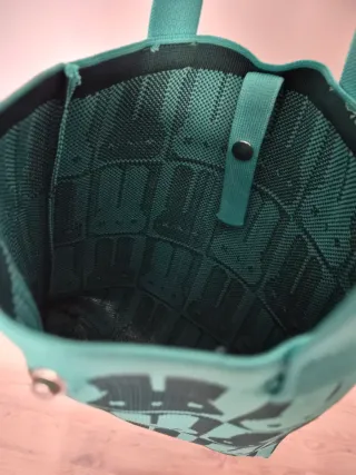 Bolso de punto grueso conejos verde esmeralda