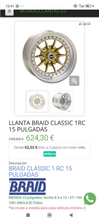 Llantas Braid " Araña"