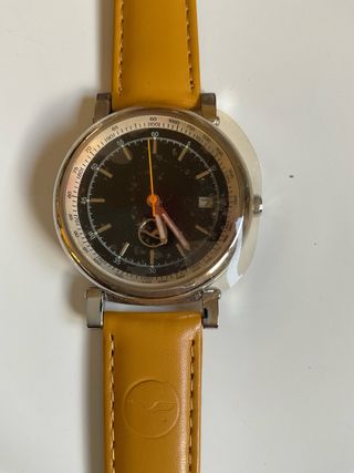 Reloj Lufthansa Negro y Amarillo Nuevo