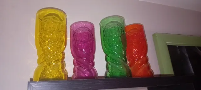 Vasos Tiki Vidrio Colores Surtidos