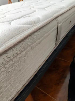 Cama matrimonial. Sommier con colchón y respaldo