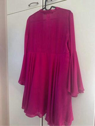 Vestito fucsia maniche a campana