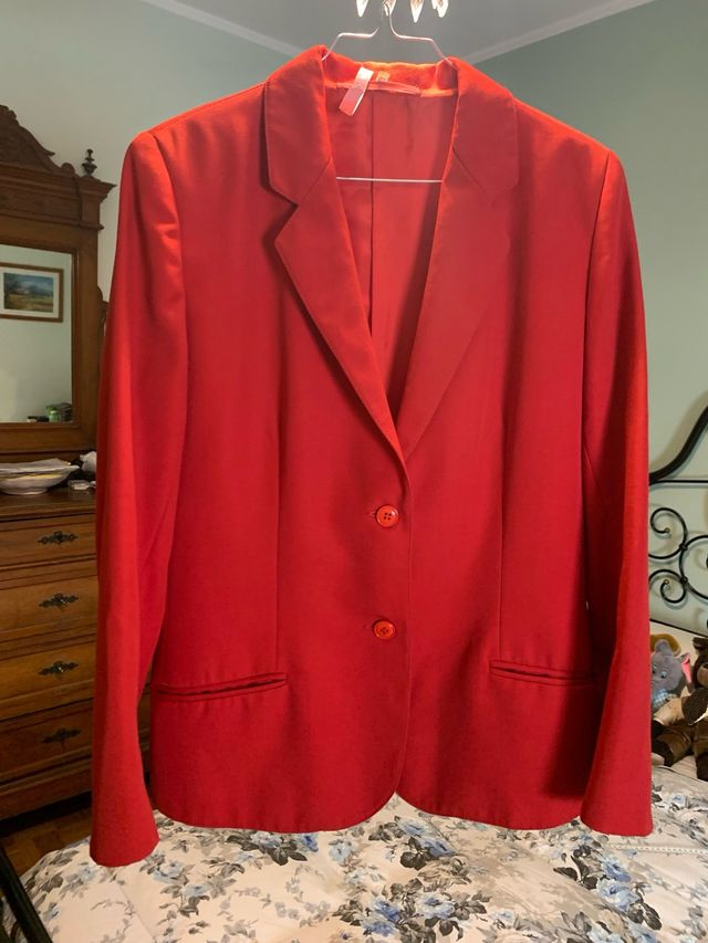 Giacca elegante/sportiva in lana 100% rossa L