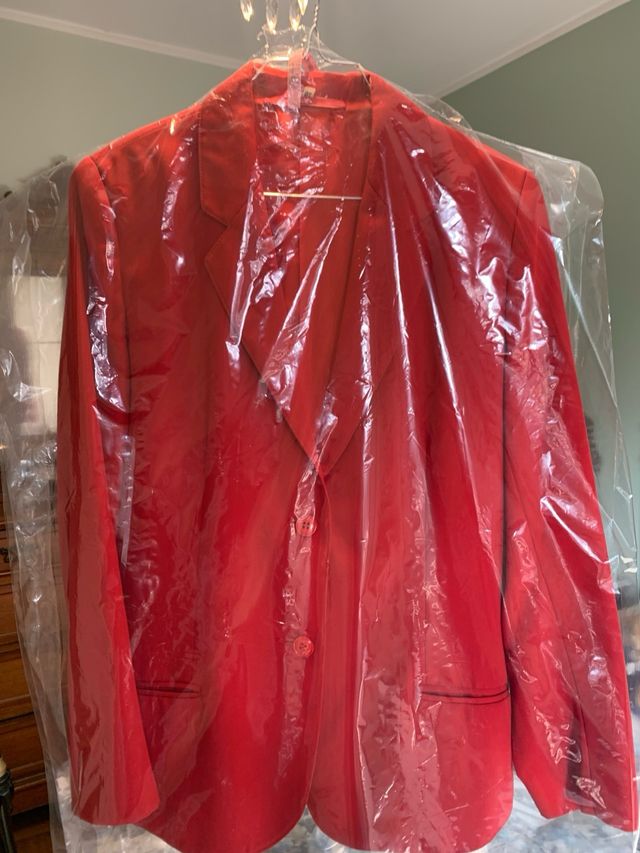 Giacca elegante/sportiva in lana 100% rossa L