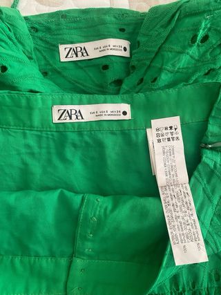 Conjunto Zara Top y Falda Verde