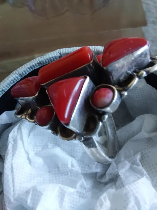 Sortija Plata y Coral Rojo