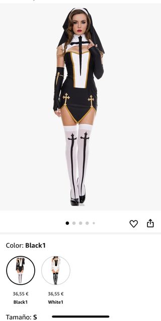 Disfraz Monja Halloween Mujer Talla única elástico