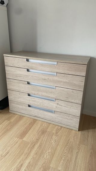 Cómoda 5 Cajones Madera Clara