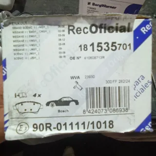 Pastillas Freno Renault Delanteras 90R-01111/1018