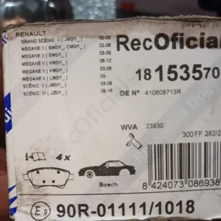 Pastillas Freno Renault Delanteras 90R-01111/1018