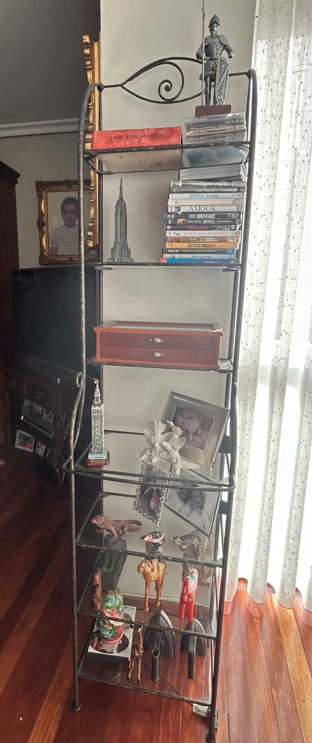 Estantería Negra Forja Cristal 180x40x20/30