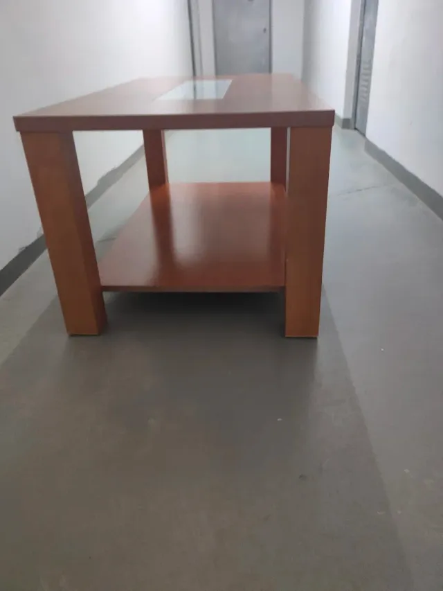Mesa de centro madera y cristal 100x55x45