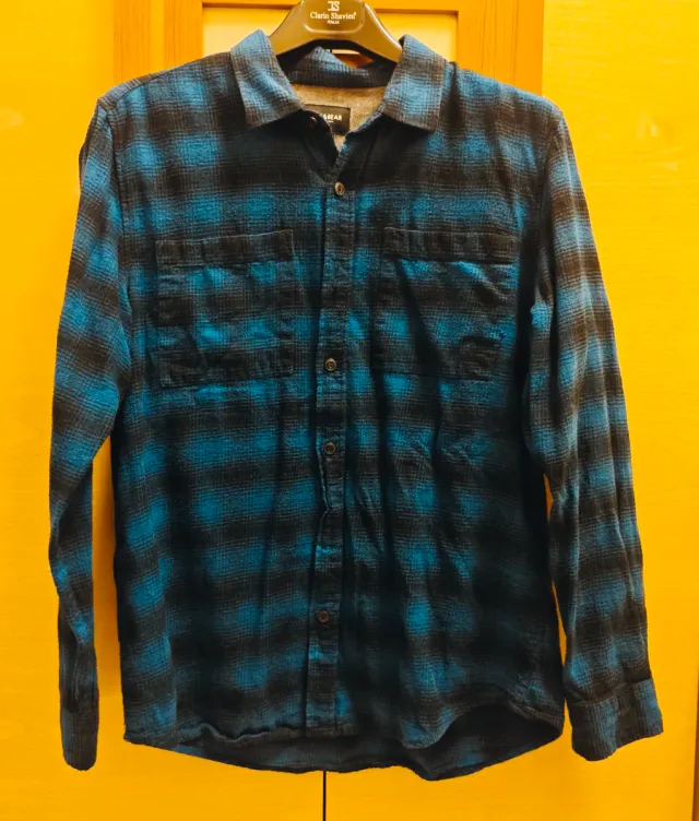 Camicia uomo Pull&Bear a quadri blu e nera
