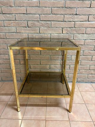 Trittico tavolini ottone e cristallo anni '70