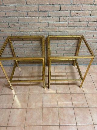 Trittico tavolini ottone e cristallo anni '70