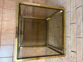 Trittico tavolini ottone e cristallo anni '70