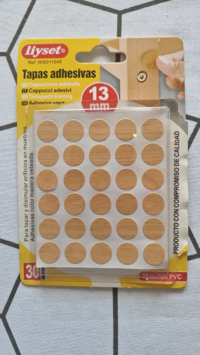 30 Tapas Adhesivas Madera 13mm