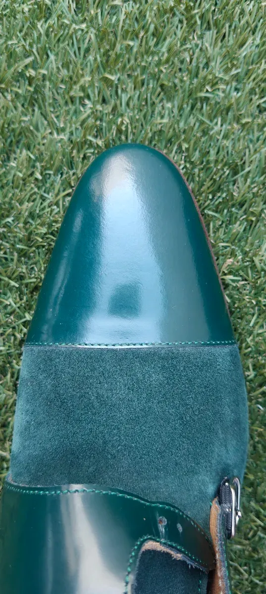 Zapatos de piel verde mujer