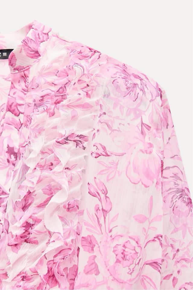 Vestido floral rosa y blanco con belt