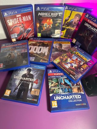 Lote Juegos PS4 | Spider-Man, Minecraft, Uncharted
