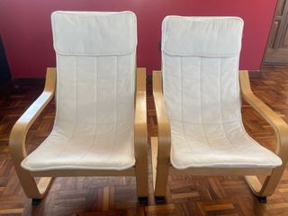 Sillón infantil madera abedul y cojín tela blanco
